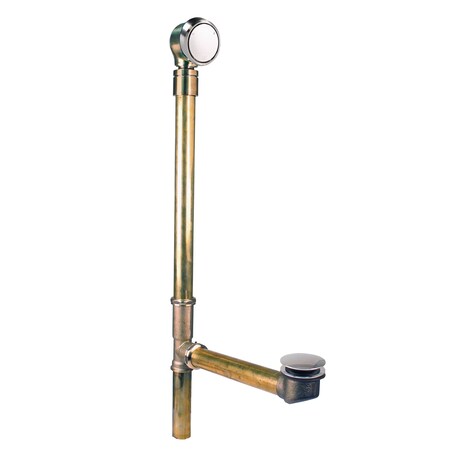 Westbrass Brass Tip-Toe Drain Bathtub Assembly w/ Patented Deep Soak Overflow on Ball Joint, Satin Nickel 7931817BJCHM-07
